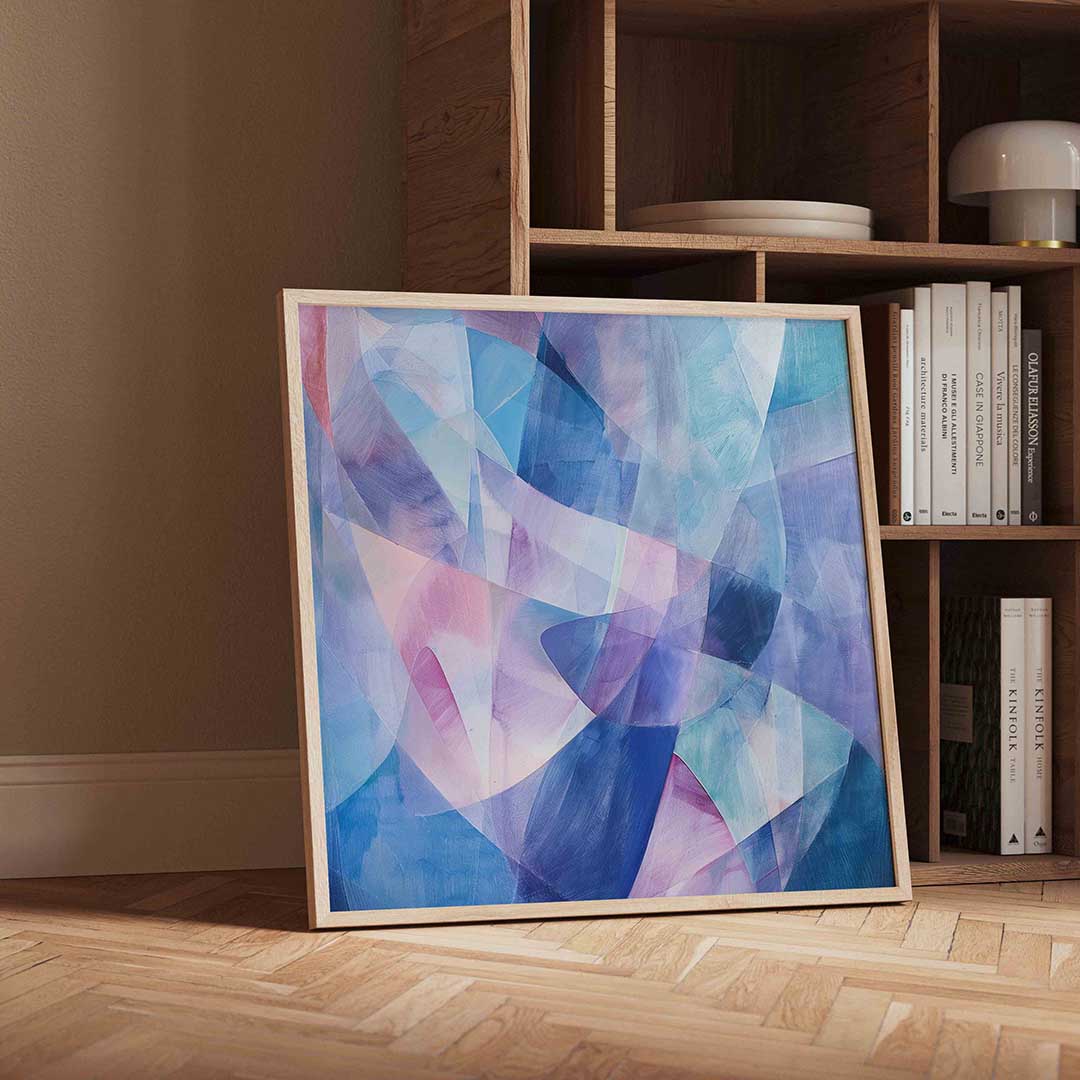 Abstracte blauwe vormen – moderne wandkunst als vierkante poster