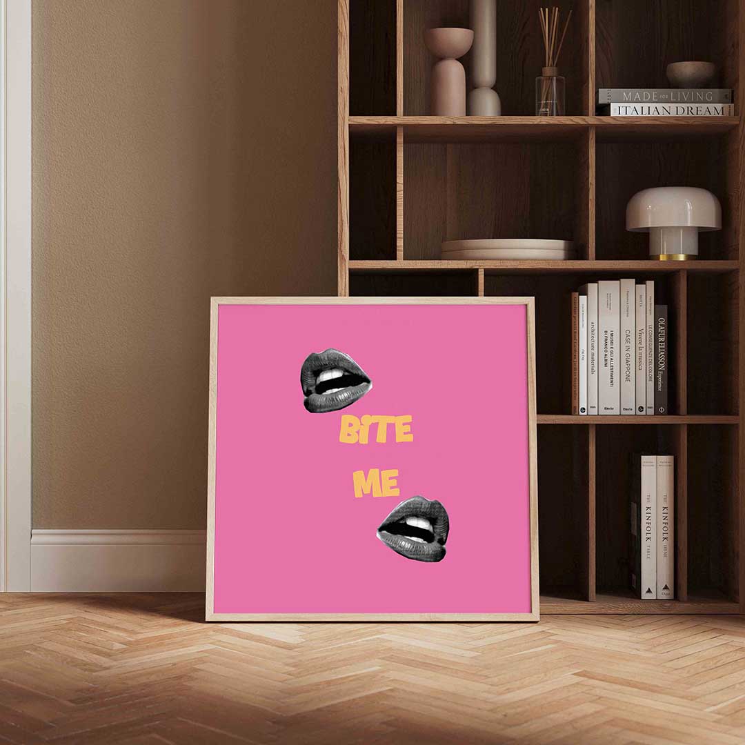 Bite me – kleurrijke Pop Art poster in vierkant formaat