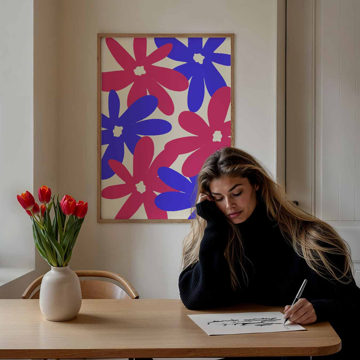 Bloemenpracht in Felle Kleuren – bloemen poster als moderne staande wanddecoratie