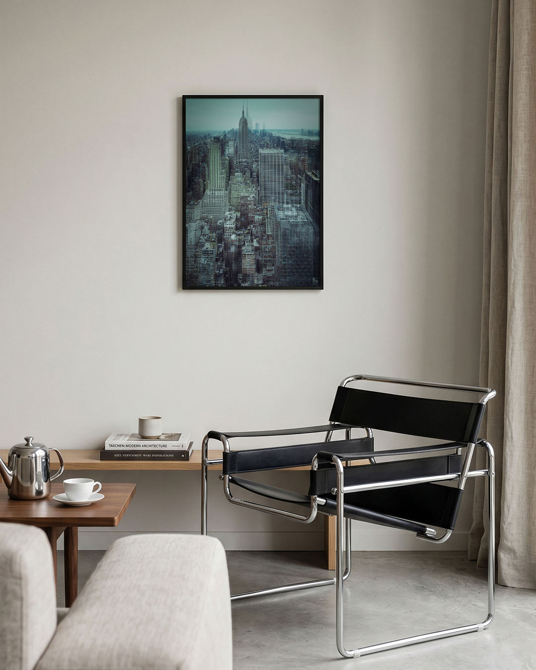 Stedelijke droom poster – tweede productweergave – deze poster toont een complexe stedelijke skyline met een gelaagd effect.