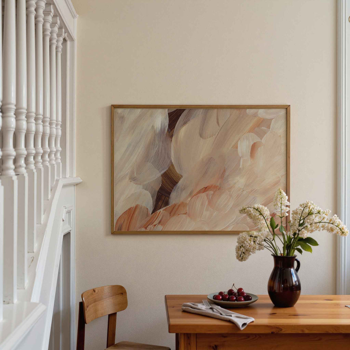 Abstracte penseelstreken – artistieke poster in liggend formaat