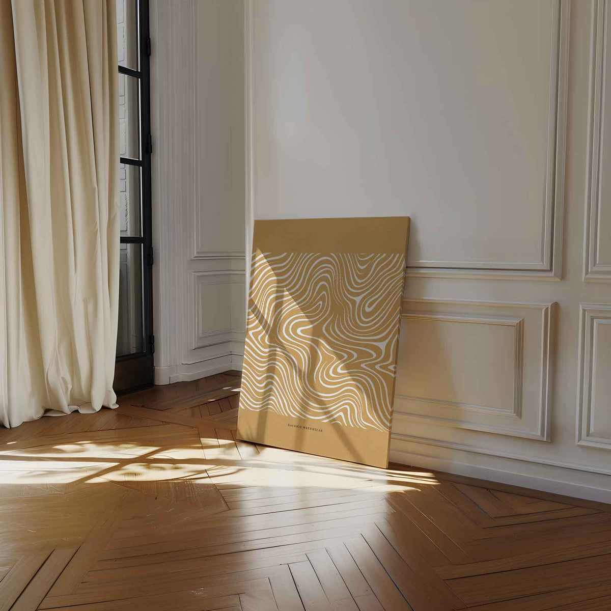 Golvende Lijnen Natuurprint – canvas wanddecoratie in portret formaat