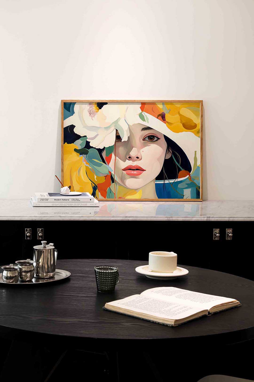 Vrouw met bloemen – portret poster in liggend formaat