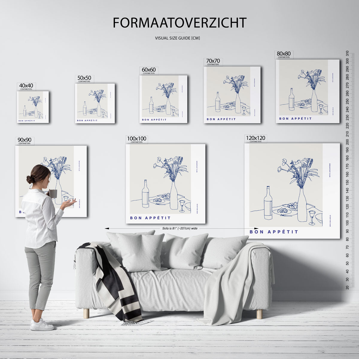 Bon appétit – vierkante muurposter voor keuken of eethoek