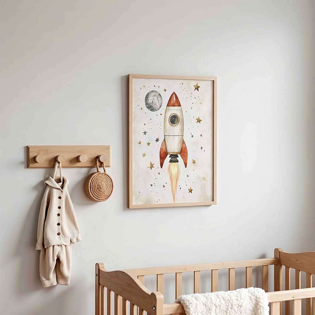 Raket en sterren – kinderposter in staand formaat