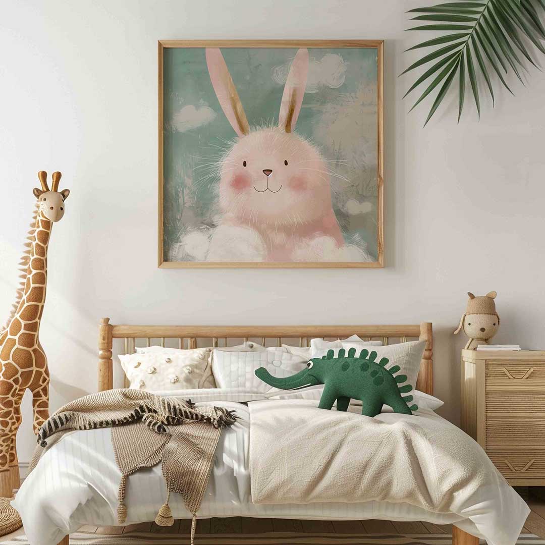 Schattige konijn – vierkante kinderkamer wanddecoratie van WallArtistic