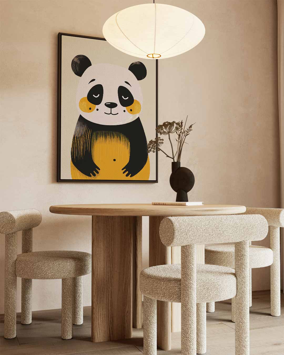 Vrolijke Panda Print – staand kunstwerk voor modern interieur