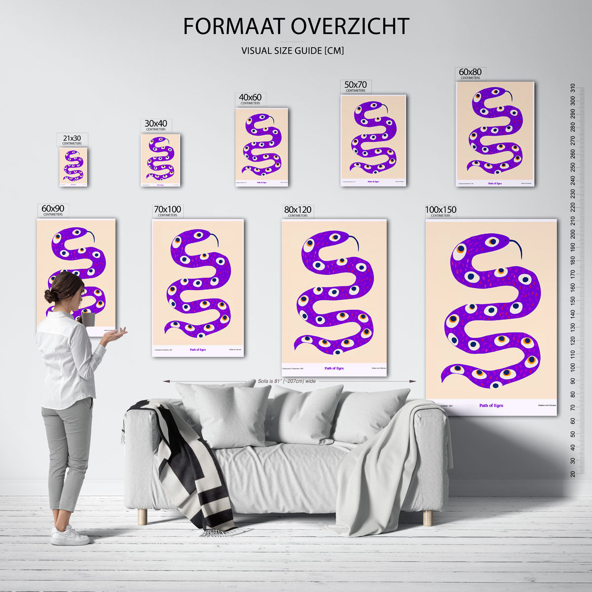 Slang met ogen – staande muurposter met Pop Art uitstraling