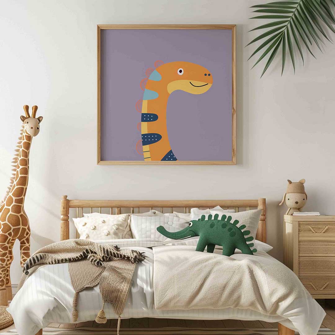 Dinosaurus illustratie – vierkante kinderkamer wanddecoratie van WallArtistic