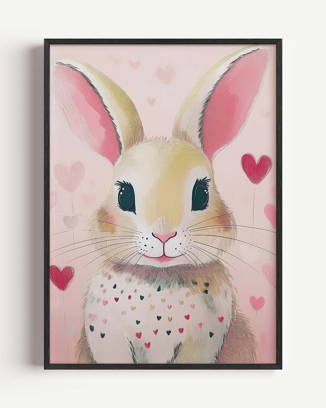 Schattige Konijnenhartjes – kids portret poster als wanddecoratie
