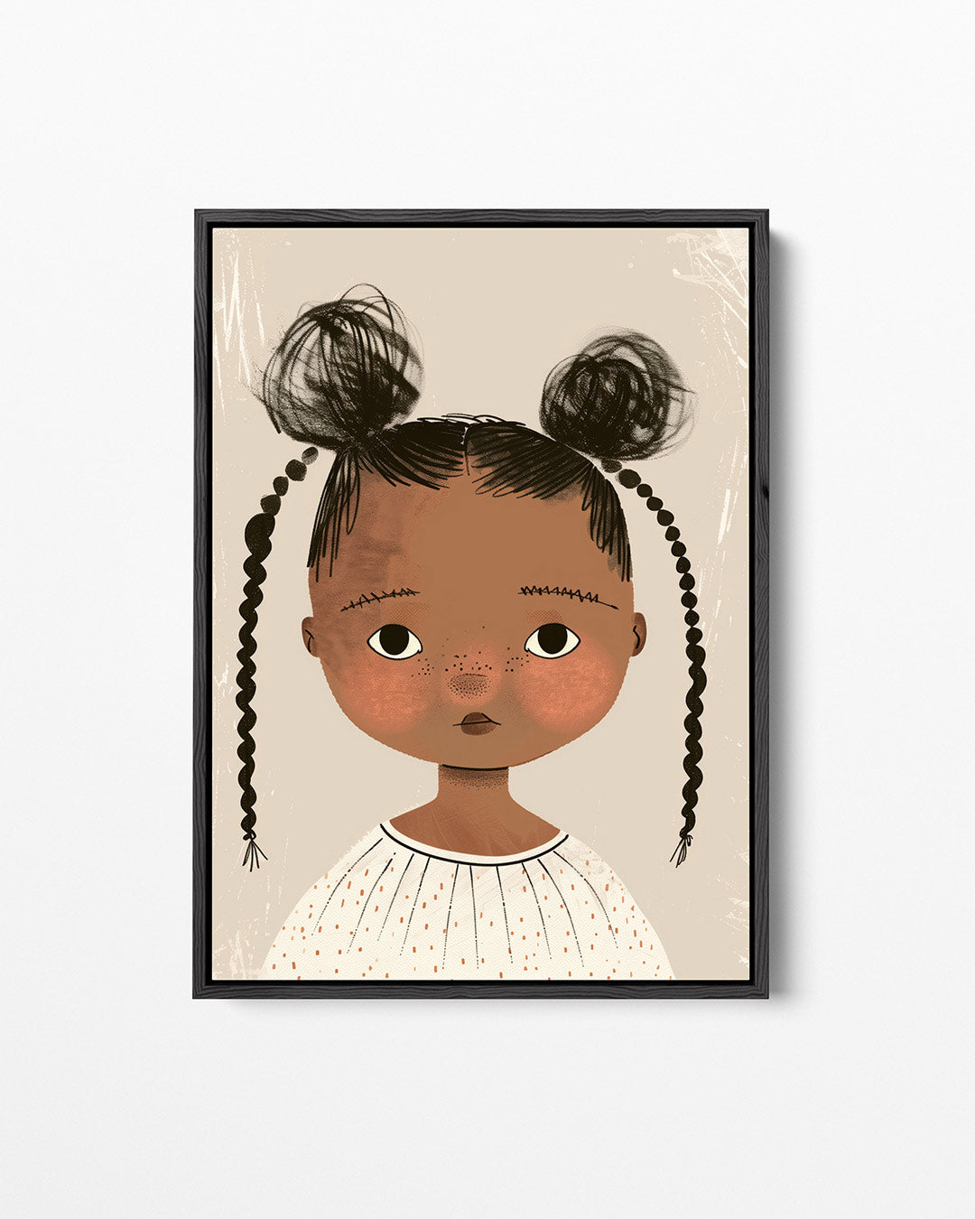 Kinderportret met vlechten – staand wanddecoratie kunstwerk