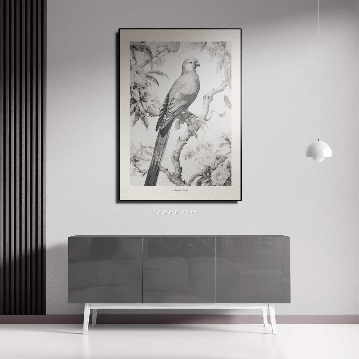 Elegante Vogel in Botanische Tuin – staande wandkunst voor woonkamer of interieur