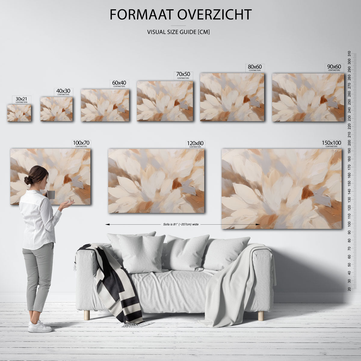 Abstracte bloemen – liggende muurposter met kleurrijke abstracte vormen