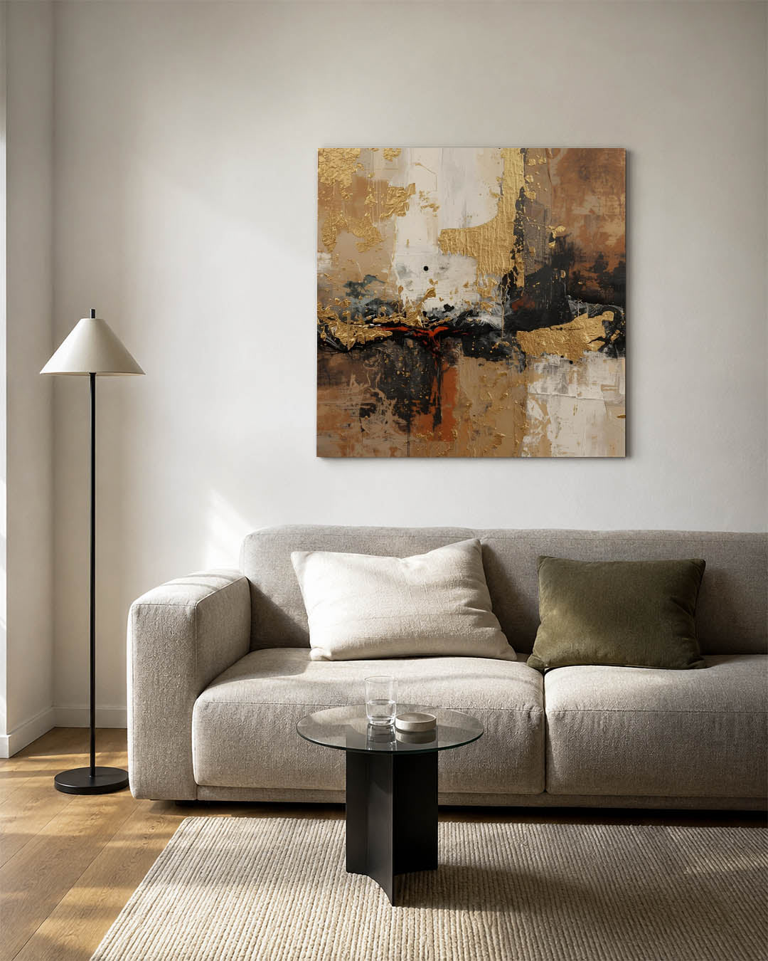 Gelaagde texturen kunstwerk – vierkante wanddecoratie – dit werk toont een dynamische compositie van gelaagde texturen in