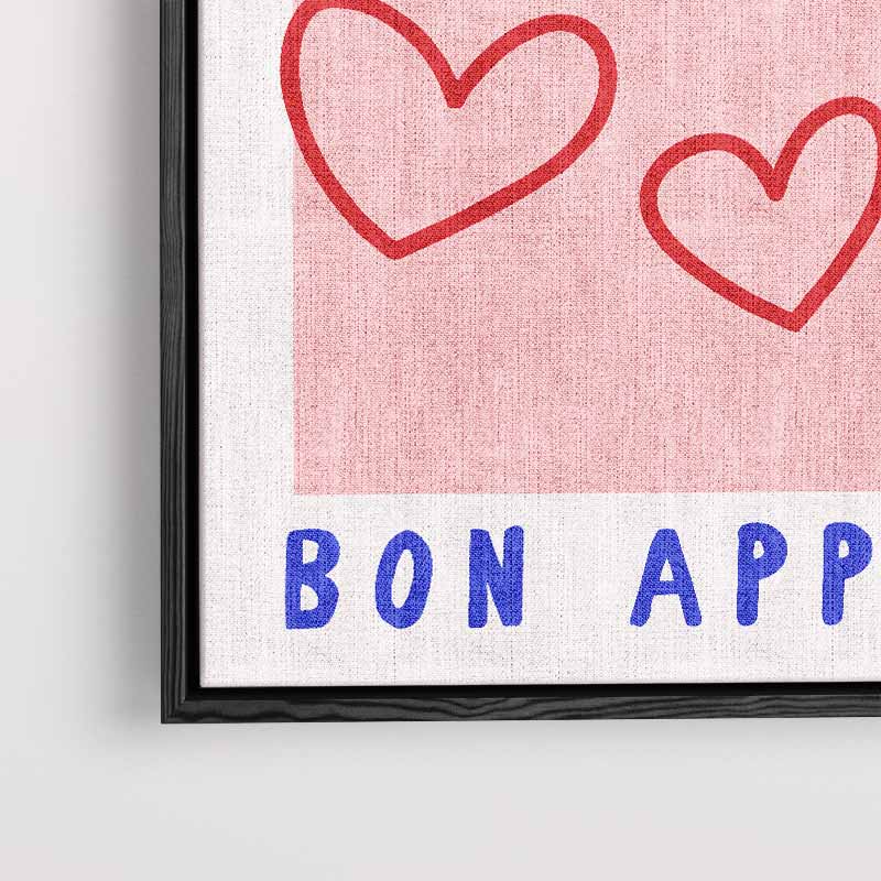 Bon Appétit Harten – kunstwerk met zwarte baklijst
