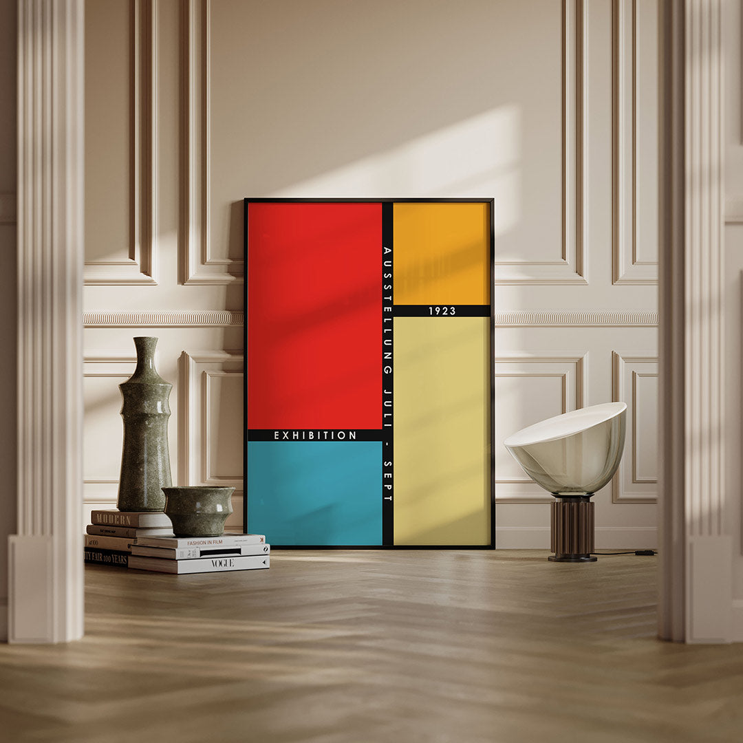 Vlakverdeling en kleur – moderne Bauhaus wandkunst als poster