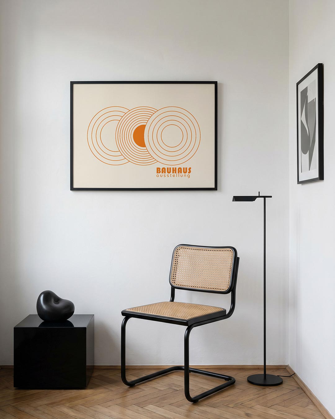 Cirkelvormen en lijnen – geometrische Bauhaus poster in liggend formaat