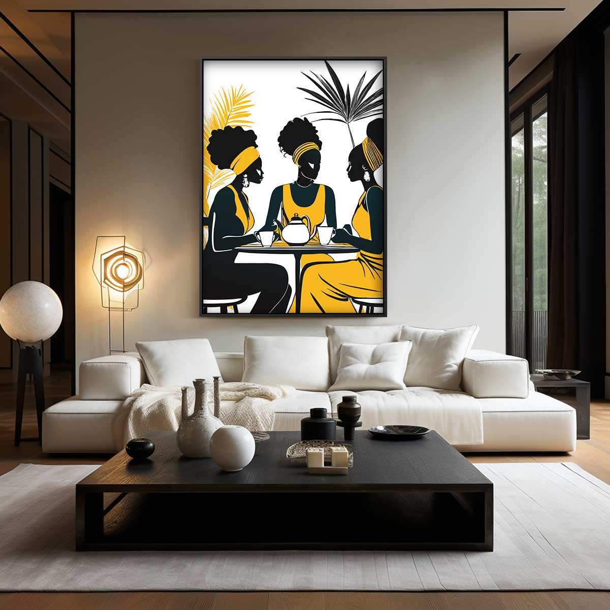 Gezellige Koffie Ontmoeting – staand kunstwerk voor modern interieur