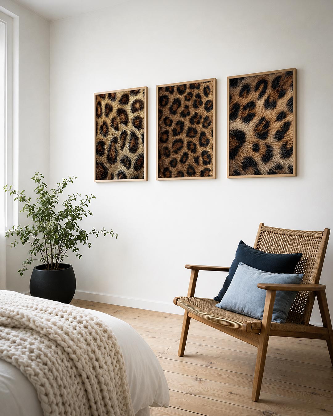 Vlekken en textuur posterset – detailweergave – deze posterset in drie delen toont een speelse verdeling