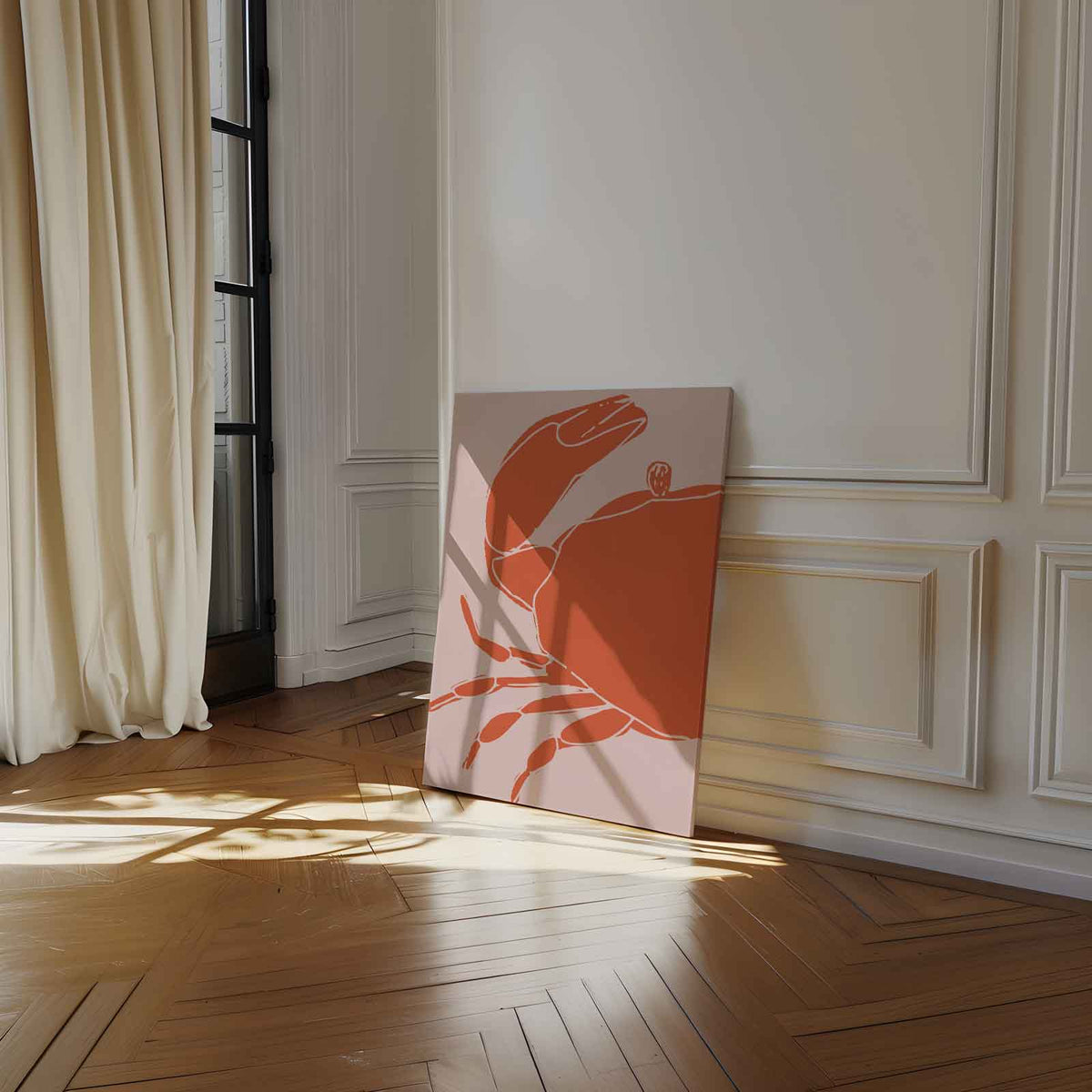 Moderne Krabsilhouet – staand kunstwerk voor modern interieur