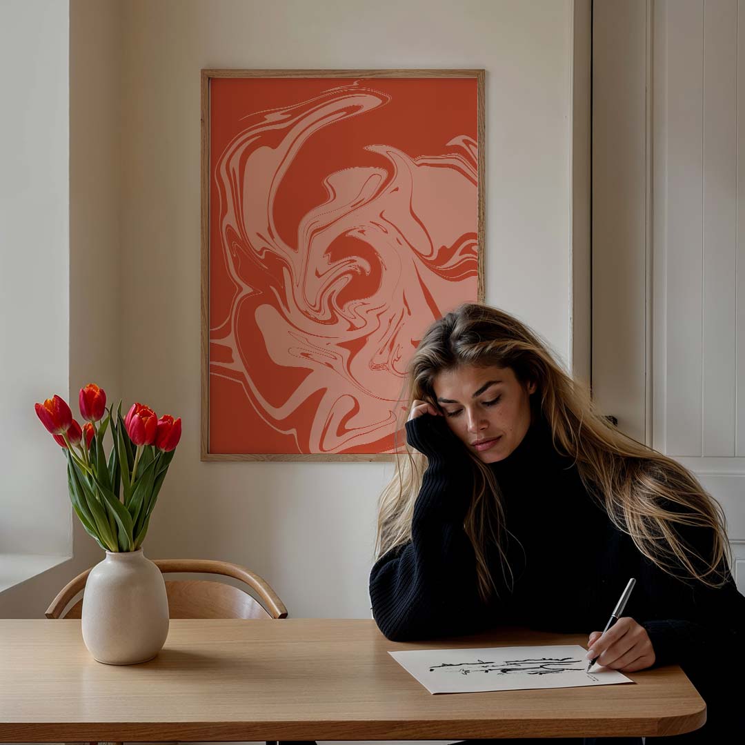 Vloeiende Dromen Abstracte – staande muurposter met kleurrijke abstracte vormen