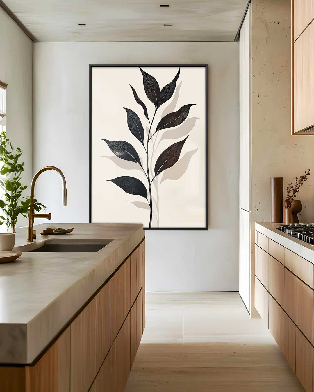 Natuurlijke Elegantie Wanddecoratie – dibond wanddecoratie in staand formaat