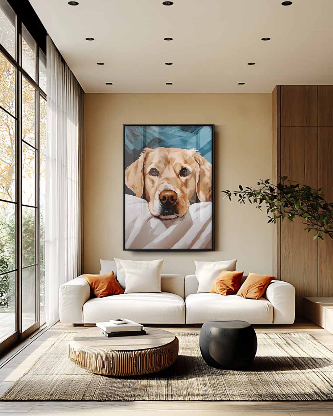 Dromerige Labradoodle – modern portret kunstwerk van WallArtistic