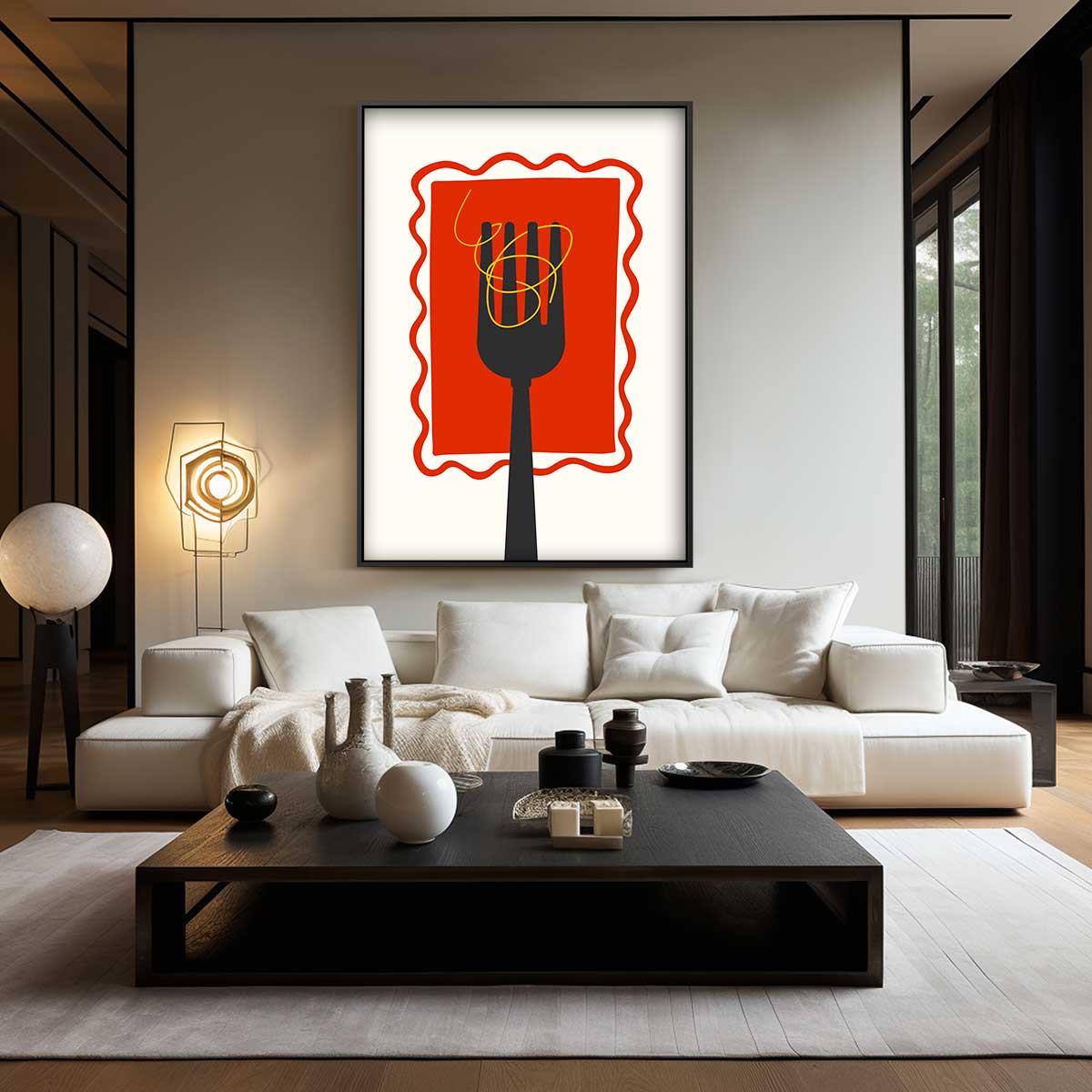 Pasta Fork Delight – plexiglas wanddecoratie in portret formaat