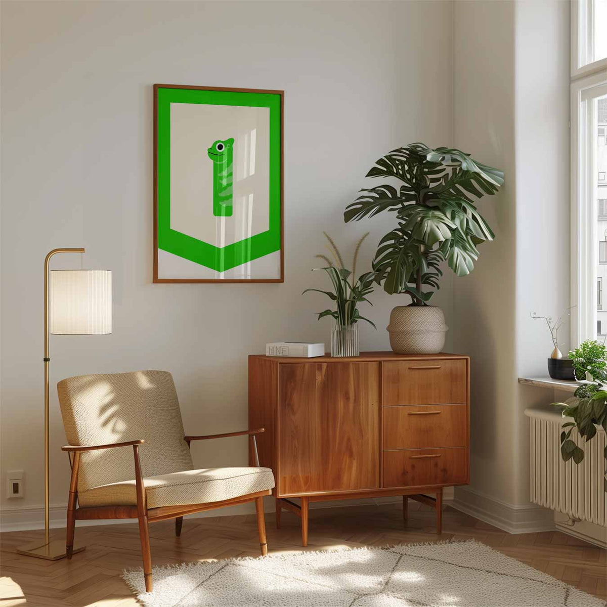 Vrolijke Kameleon Kunstposter – speelse wandkunst als portret kinderposter