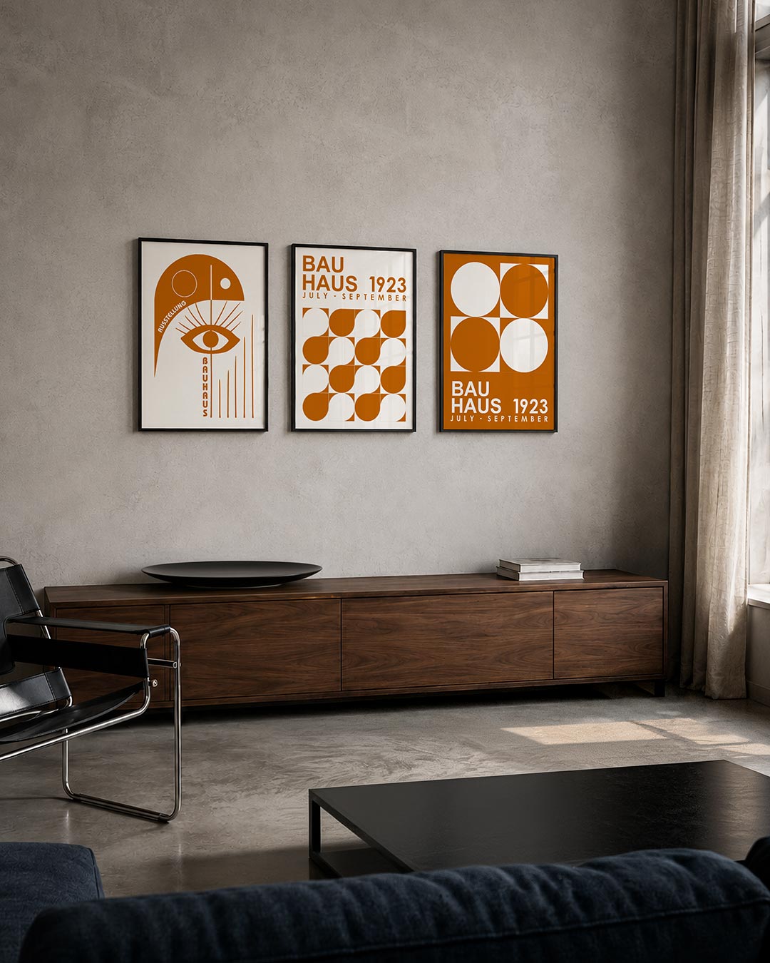 Oog en lijnen posterset – tweede productweergave – deze posterset in drie delen toont een groot oog centraal, omringd door