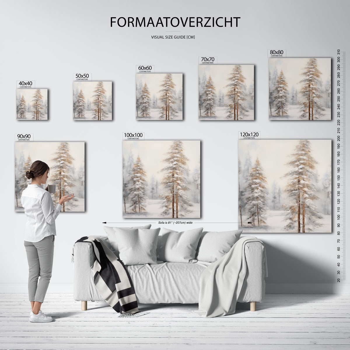 Besneeuwde bomen – vierkante muurposter voor kerst