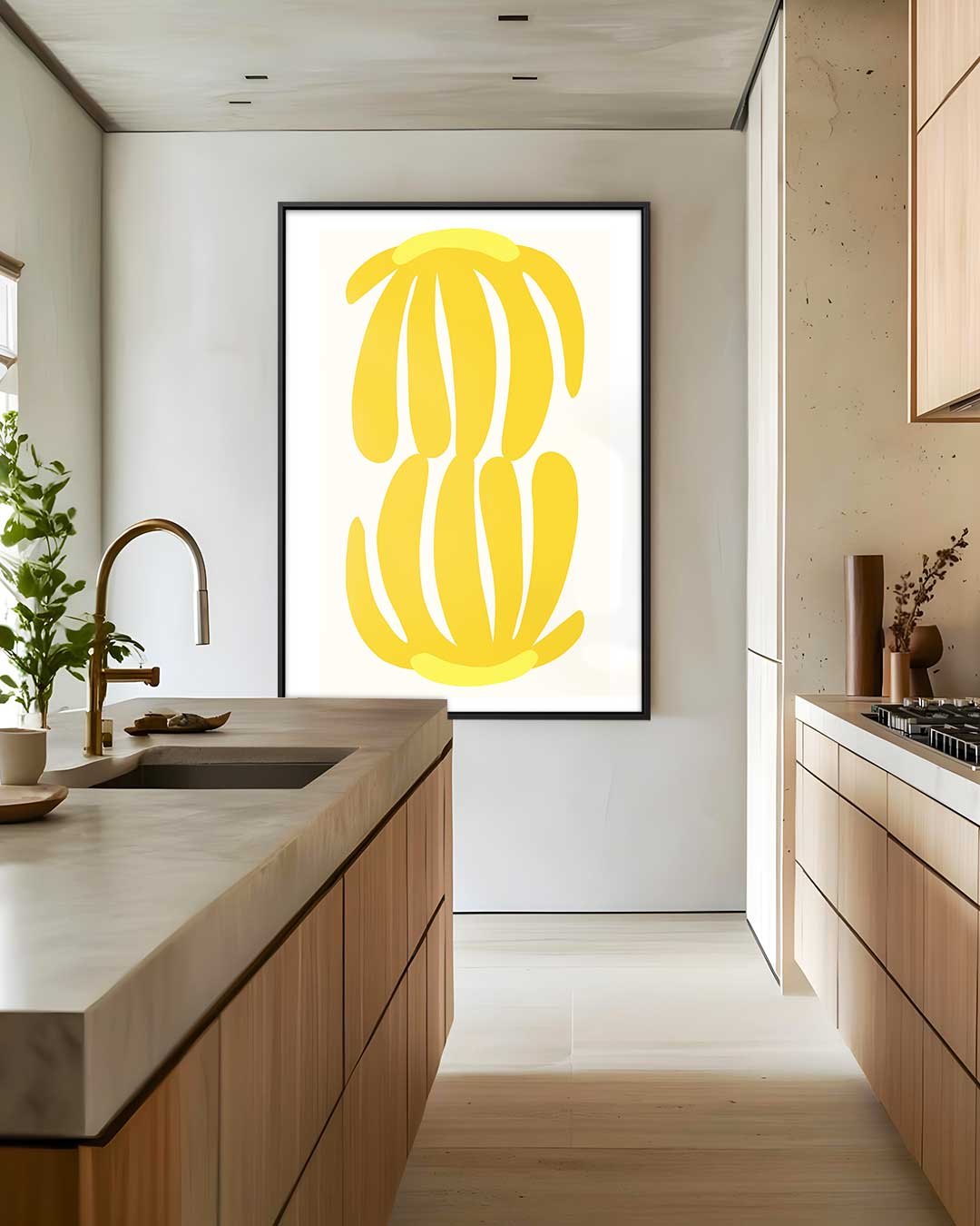Speelse Bananenpracht – plexiglas wanddecoratie in portret formaat