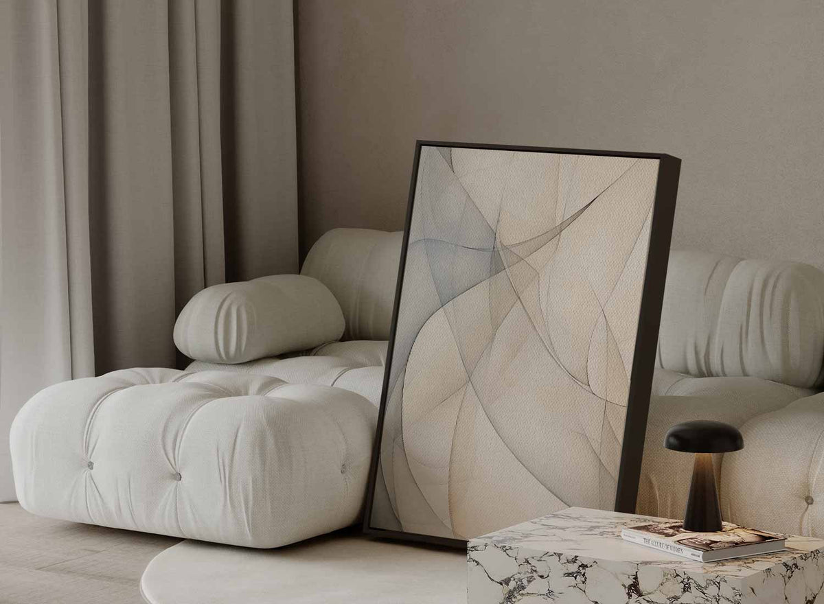 Zachte Lijnen Symfonie – staande wandkunst voor woonkamer of interieur