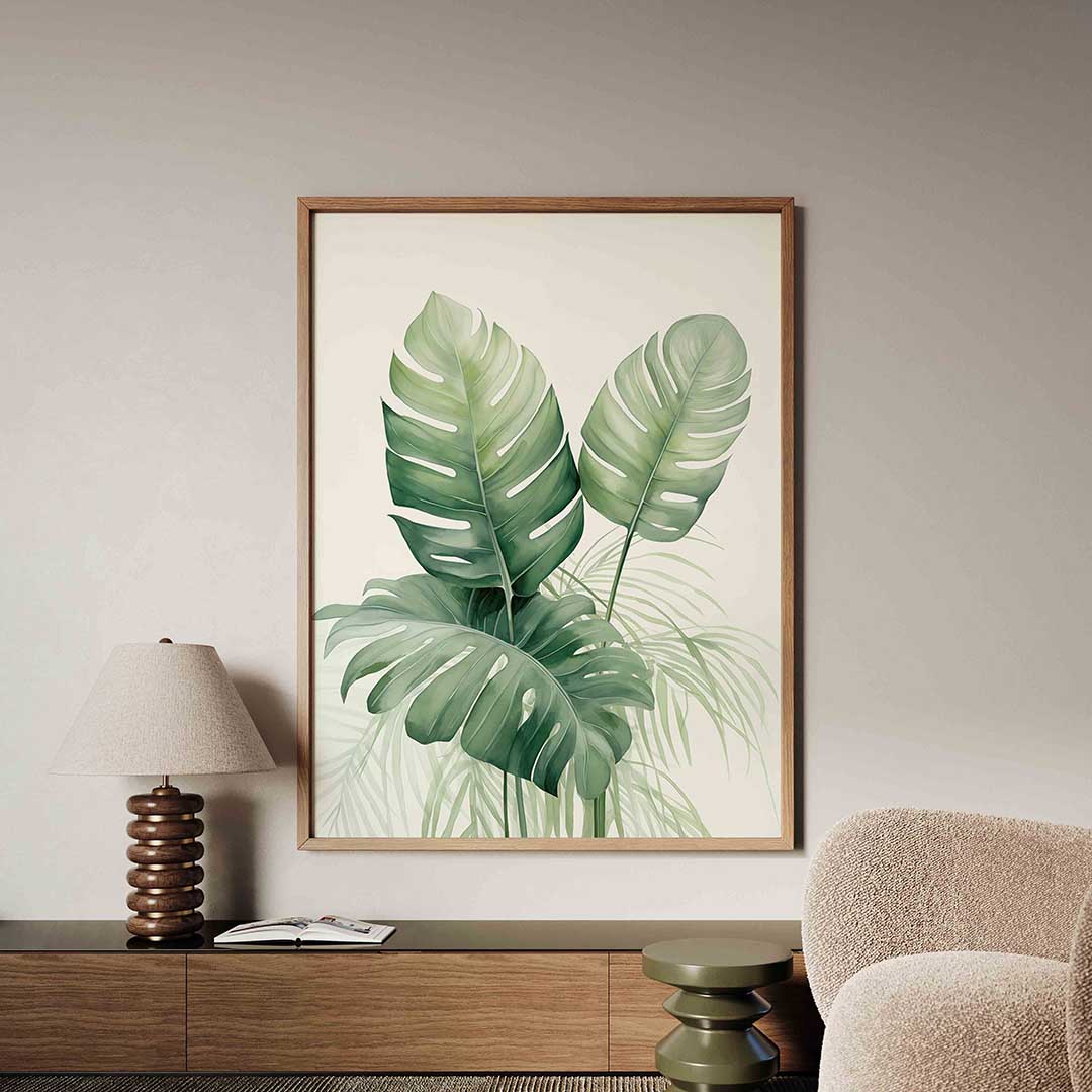 Monstera bladeren – tropische jungle poster in staand formaat