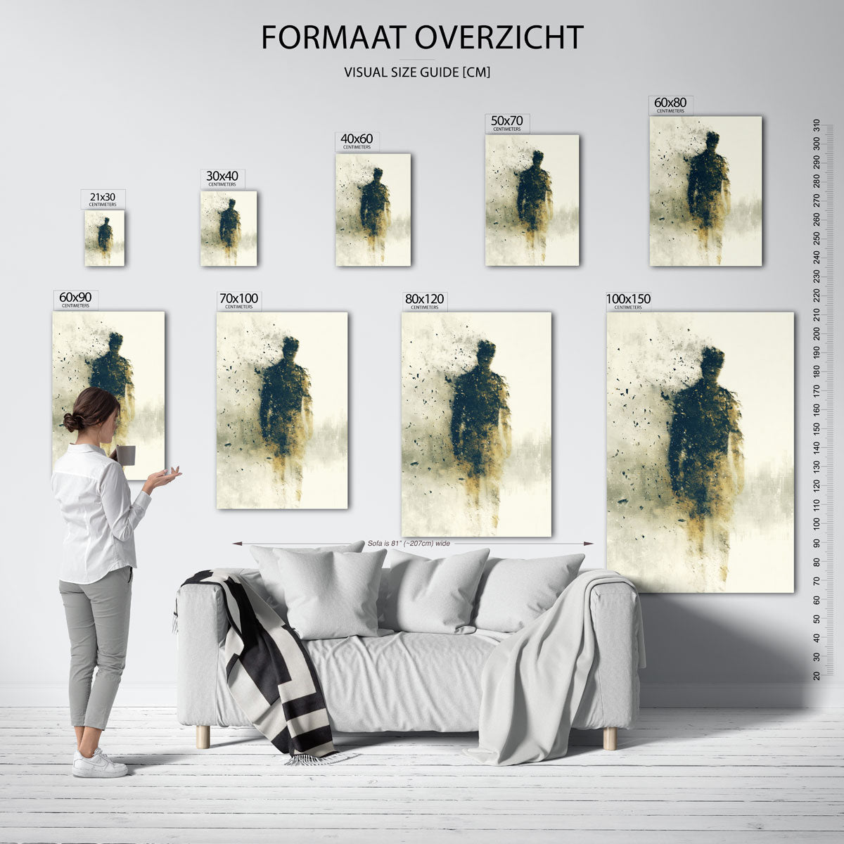 Vervagende figuur – staande muurposter met abstracte vormen