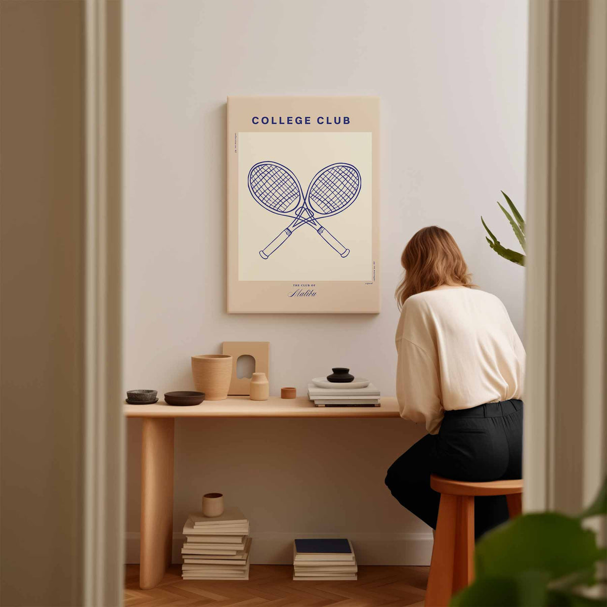 College Club Tennisposter – modern portret kunstwerk van WallArtistic