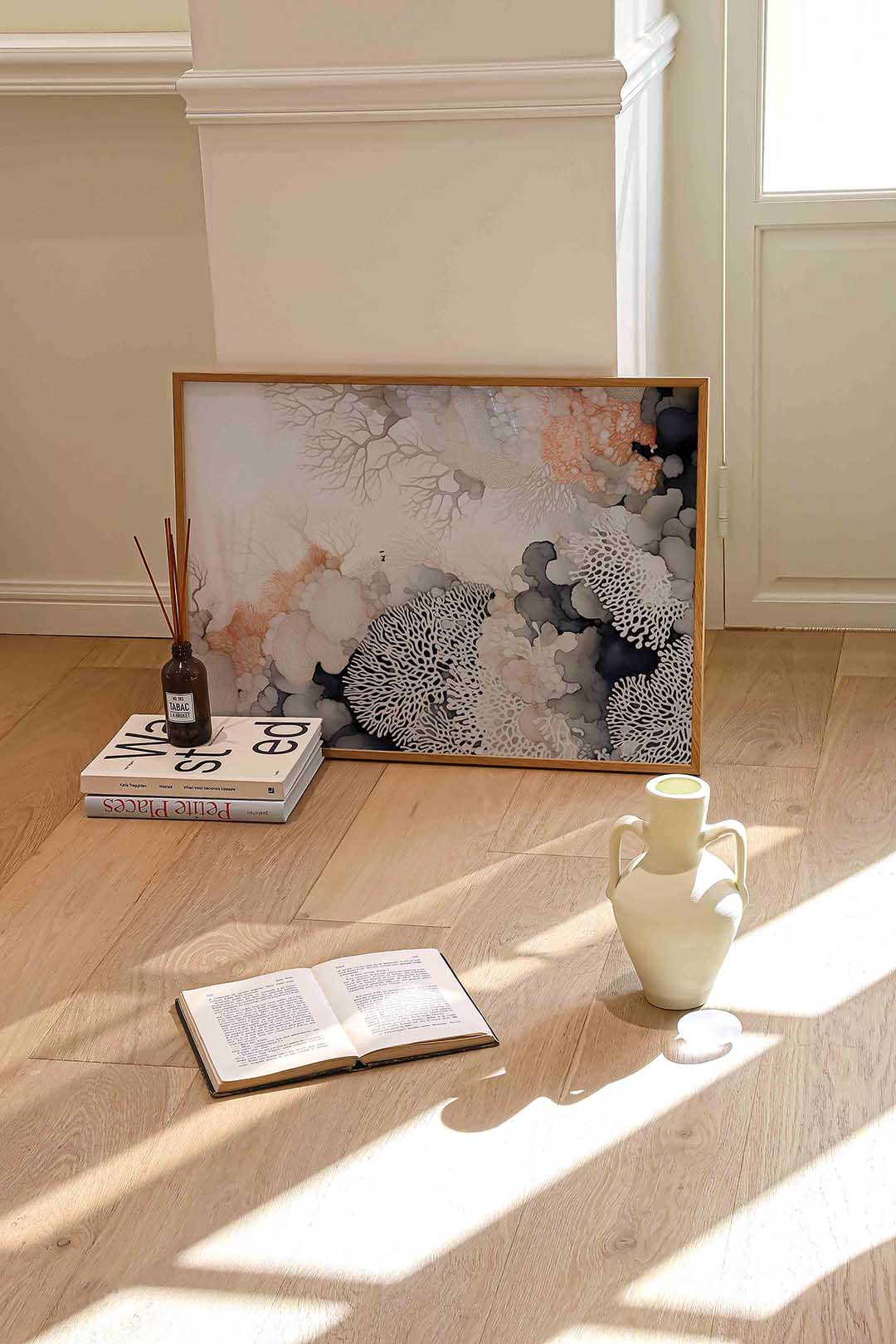 Koraalstructuren – liggende abstracte wanddecoratie van WallArtistic