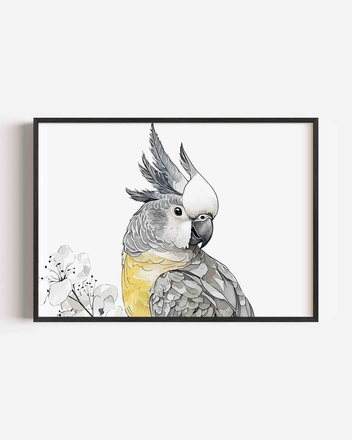 Papegaai met bloemen – dieren landscape poster als wanddecoratie