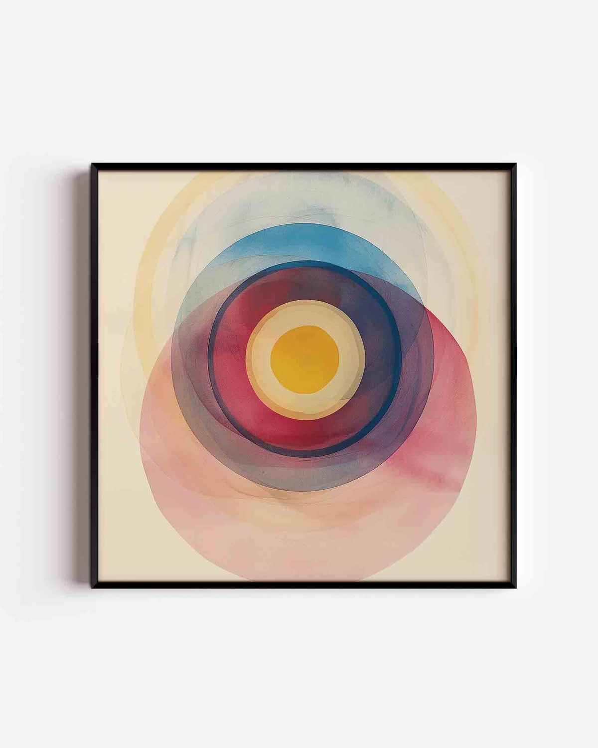Concentrische cirkels – vierkante poster met kleur en vormen als wanddecoratie