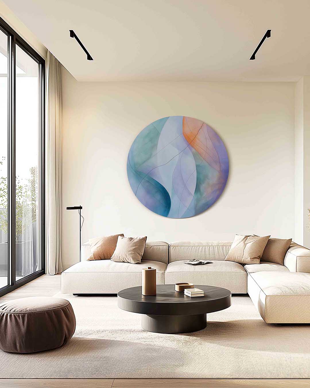 Abstracte vormen – kleurrijke muurcirkel als ronde wanddecoratie