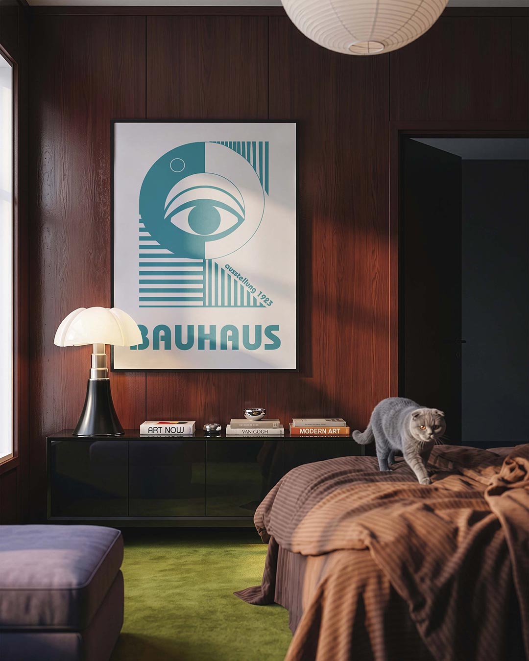 Oog en lijnen – geometrische Bauhaus poster in staand formaat