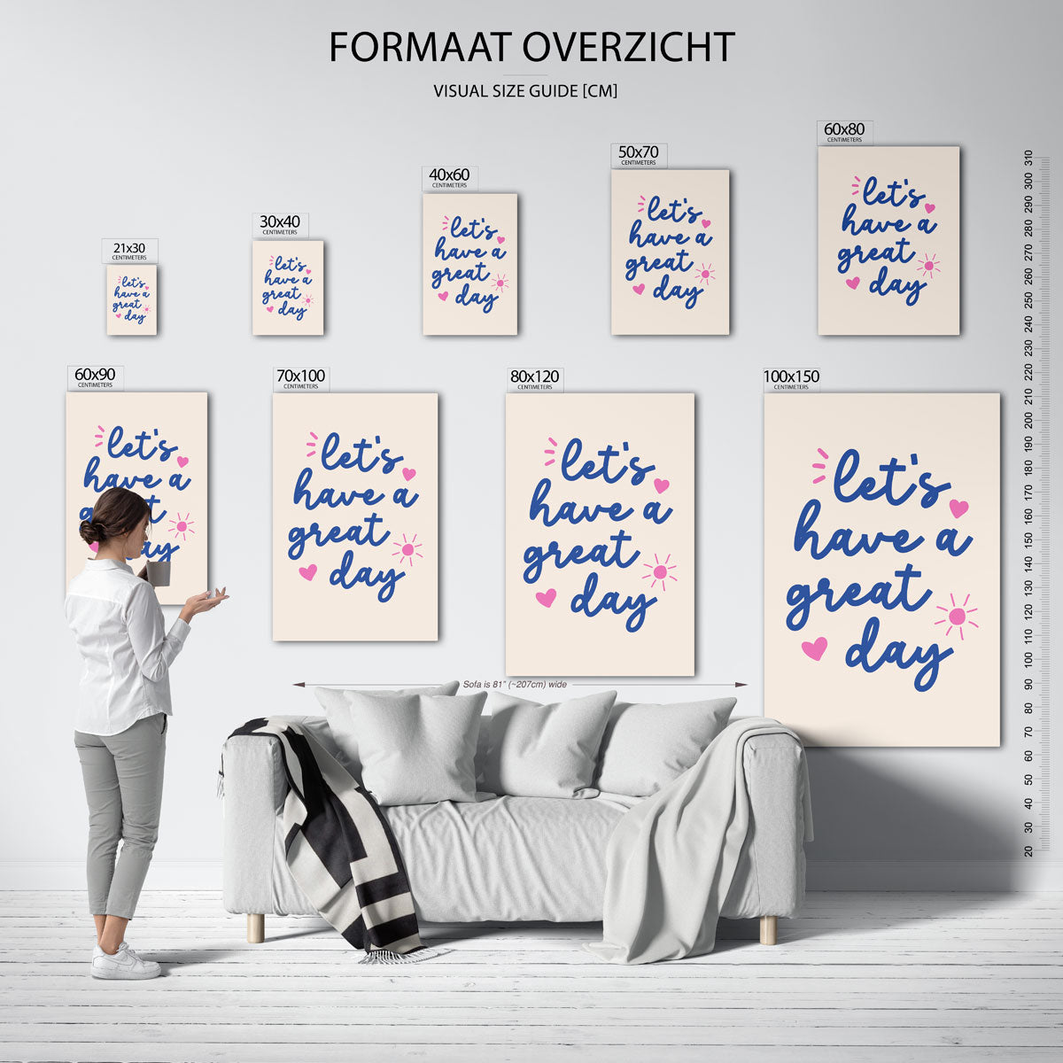 Let's have a great day – staande muurposter met kleurrijke abstracte vormen