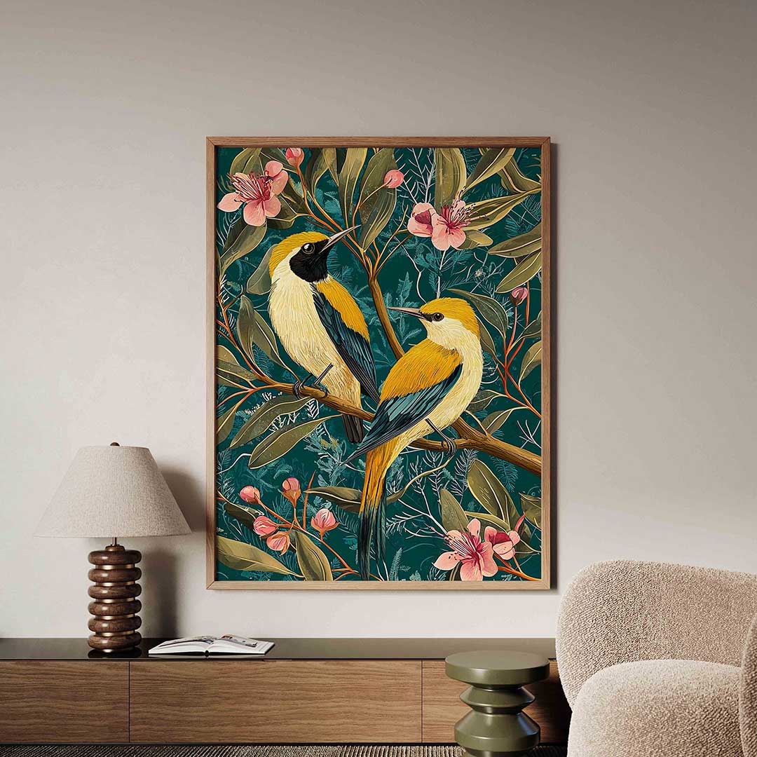 Vogels en bloemen – dieren poster in staand formaat