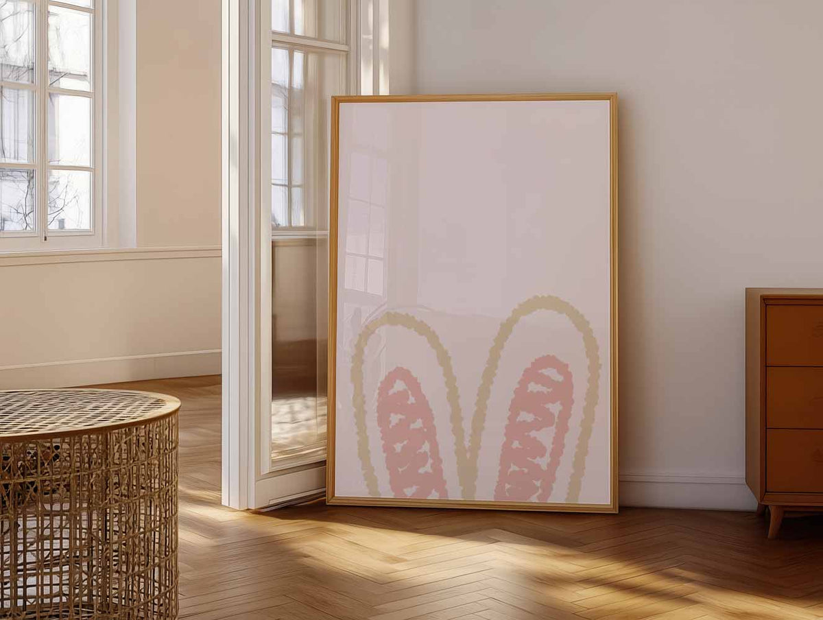 Romantische Bunny Oren – vrolijke paasillustratie als portret poster