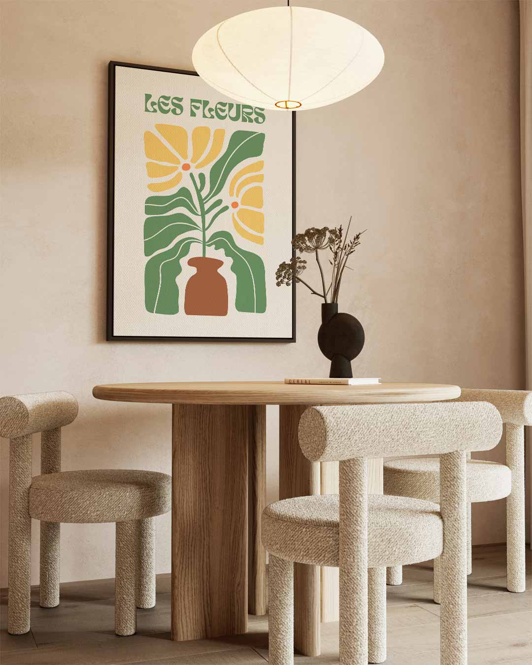 Bloemen in Vaas kunstposter – staande wandkunst voor woonkamer of interieur