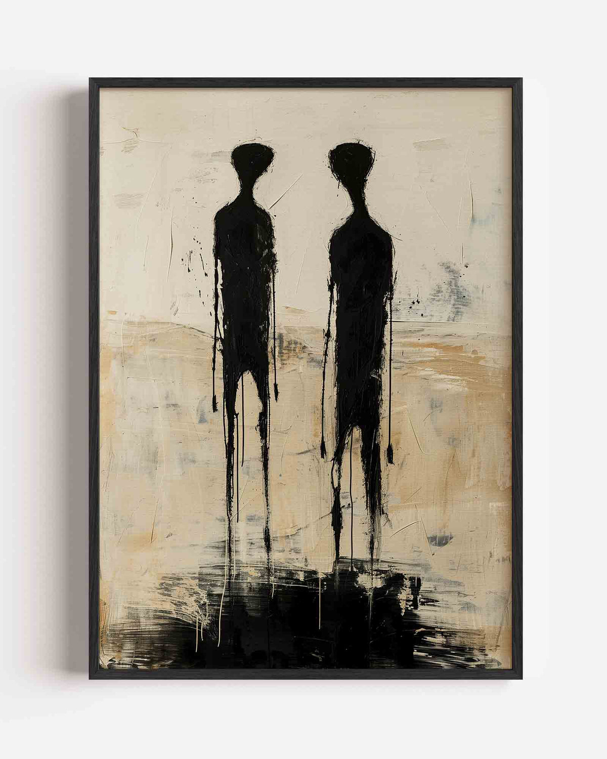 Twee zwarte figuren – abstracte portret poster als wanddecoratie