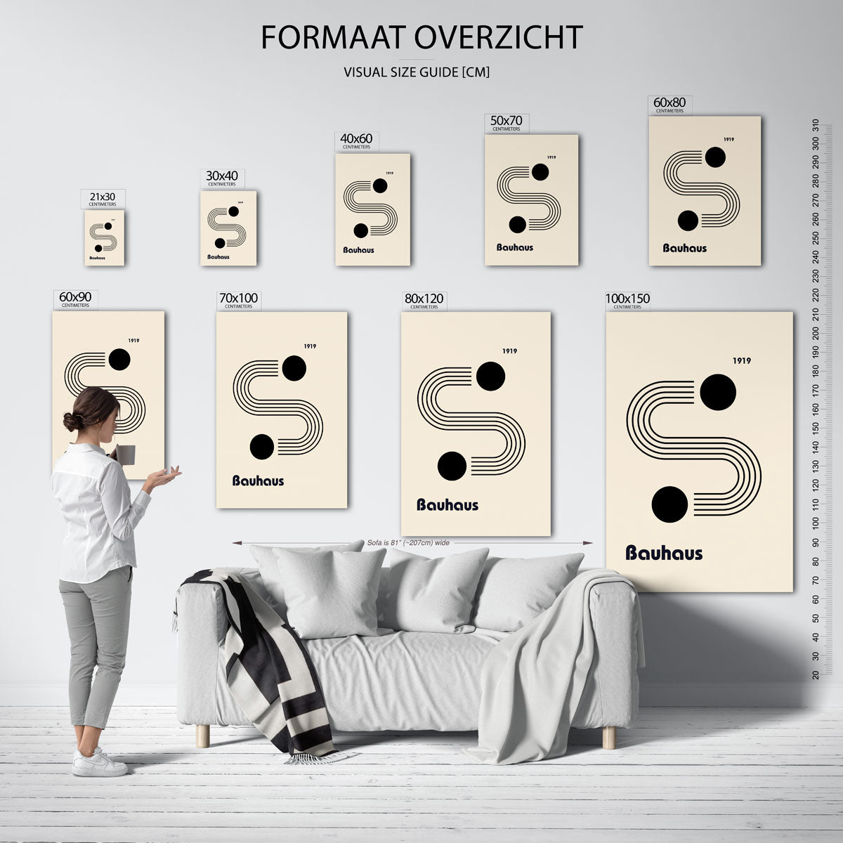 Lijnen en cirkels – geometrische poster in Bauhaus-stijl van WallArtistic