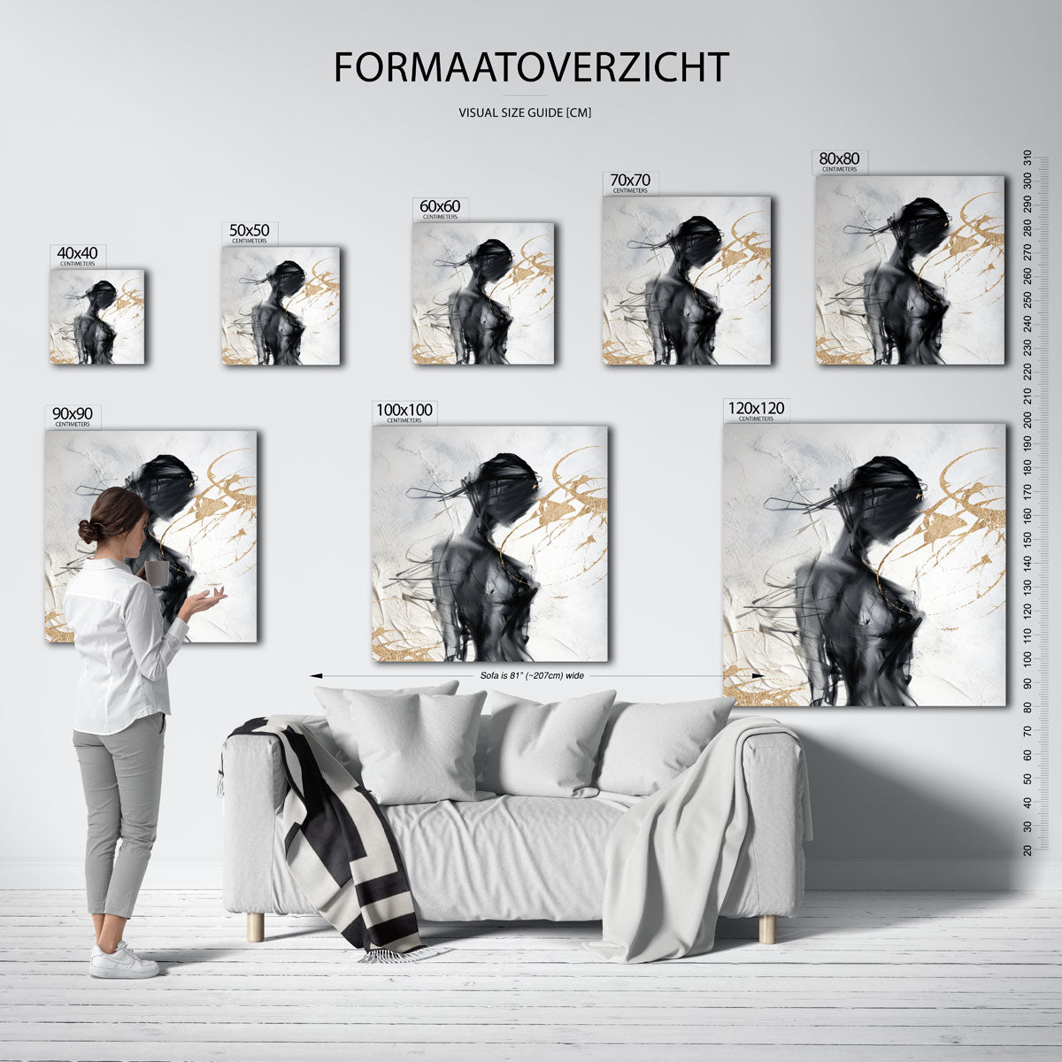 Abstracte figuur – vierkante muurposter met zachte abstracte vormen