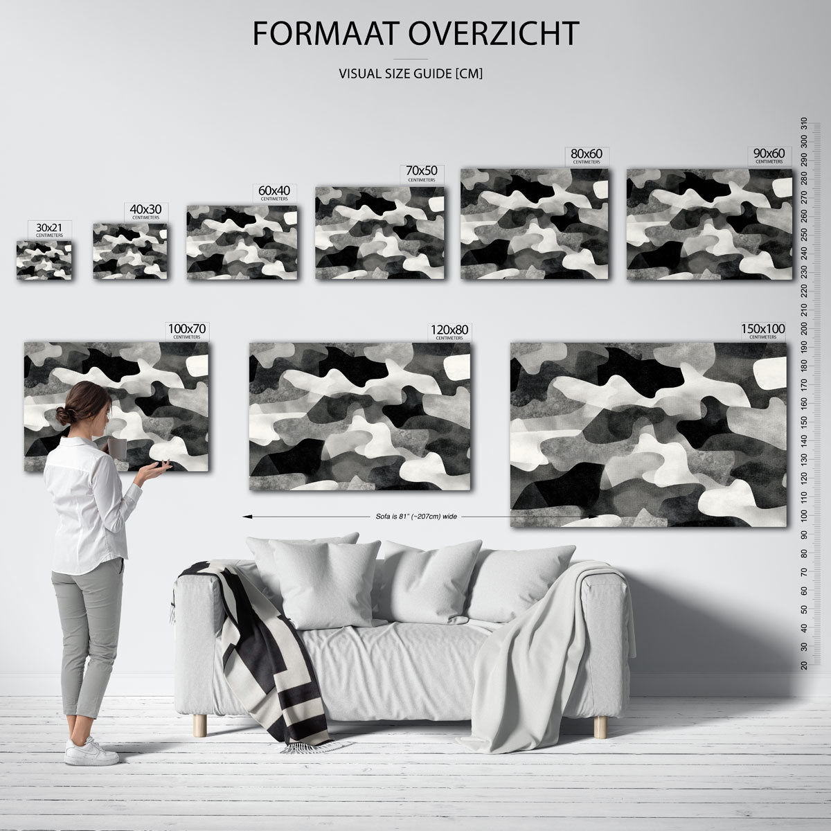 Abstracte vormen – liggende muurposter met abstracte vormen