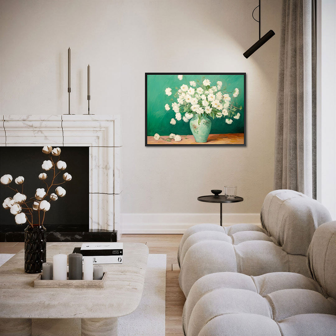 Bloemen in vaas – liggende wanddecoratie